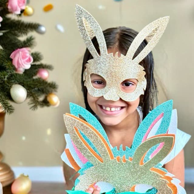 KIT Máscara Páscoa Rosto Glitter com elástico, para festa, crianças e adultos