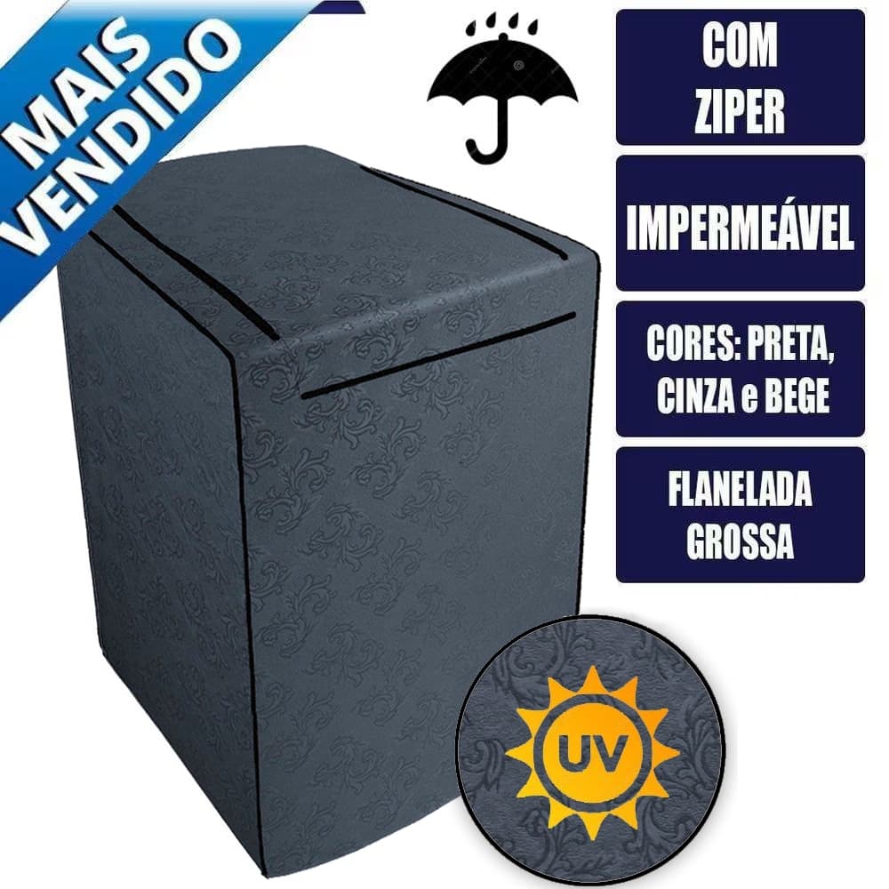 Capa Maquina Lavar  Electrolux Brastemp Consul Com Ziper 11, 12, 13, 14, 15, 16, 17 kg