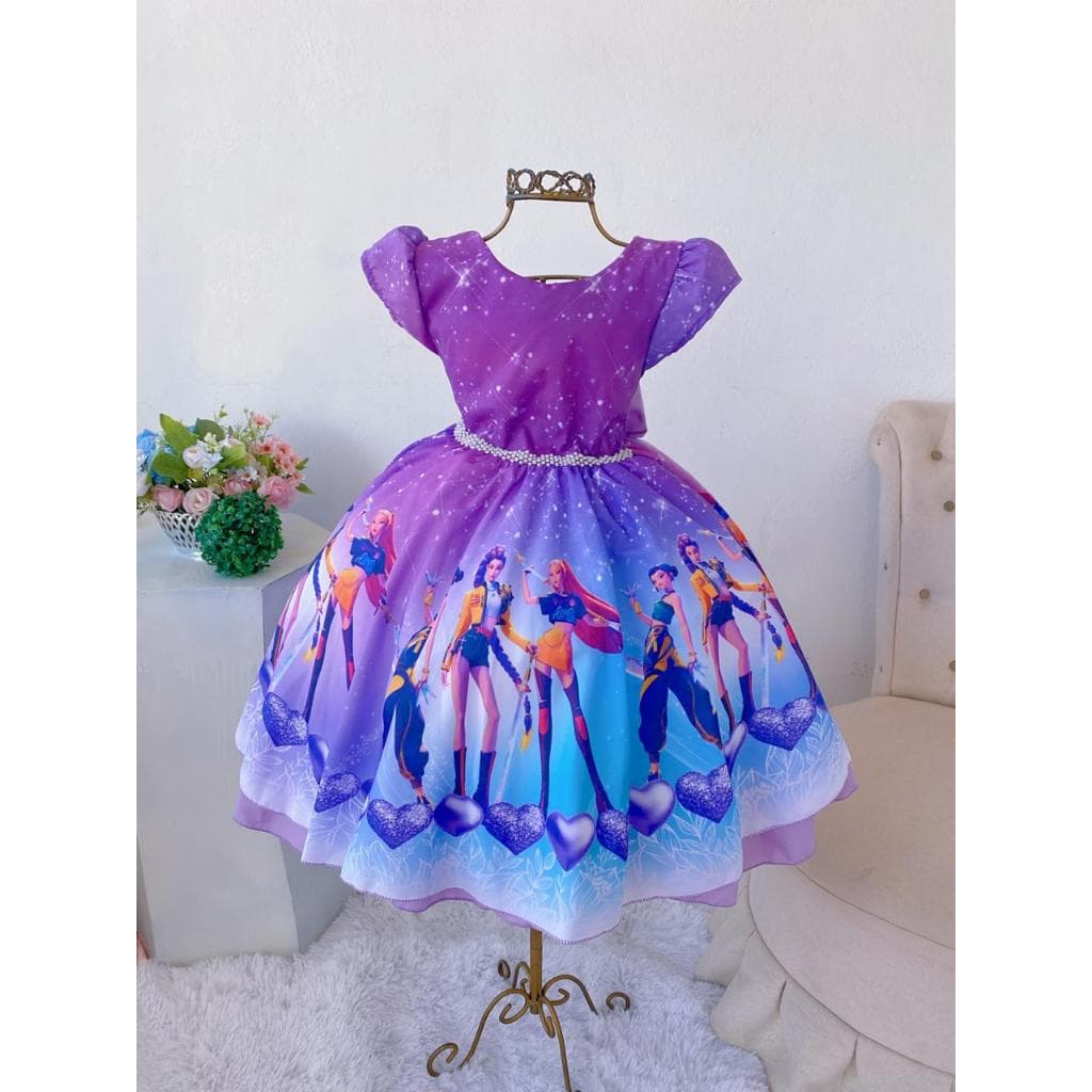 Vestido Infantil Guerreiras K Pop Temático Festa Aniversário