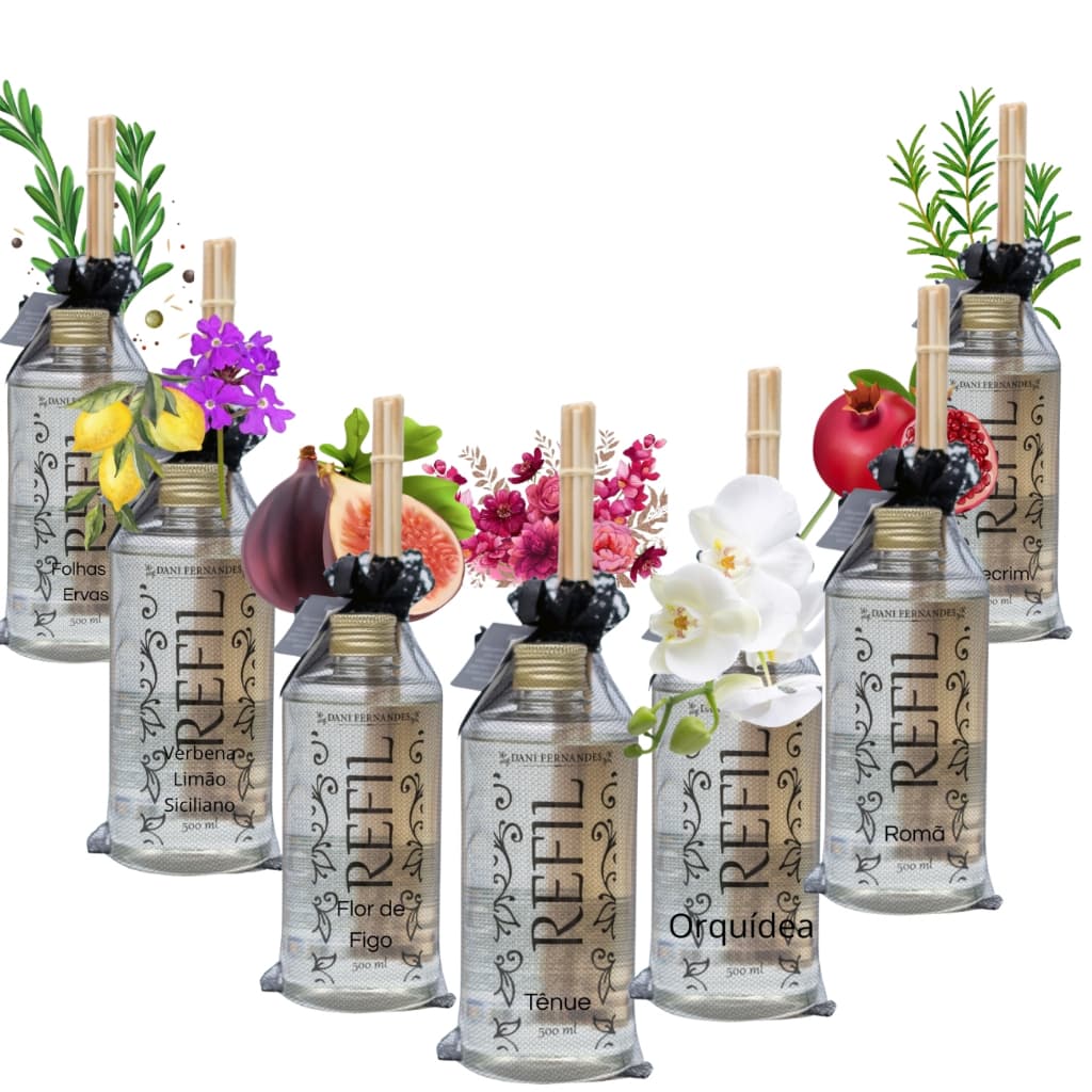Refil Difusor de aromas Dani Fernandes 500ml Tênue - Romã - Flor  Figo  Orquídea  Verbena  Alecrim