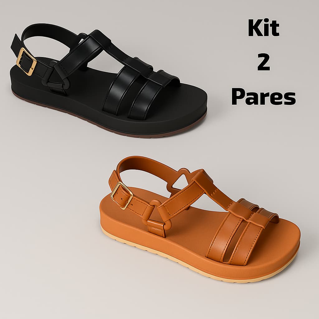 KIT 2 Pares Sandália Papete Plataforma Feminina Adulta Confort Lançamento