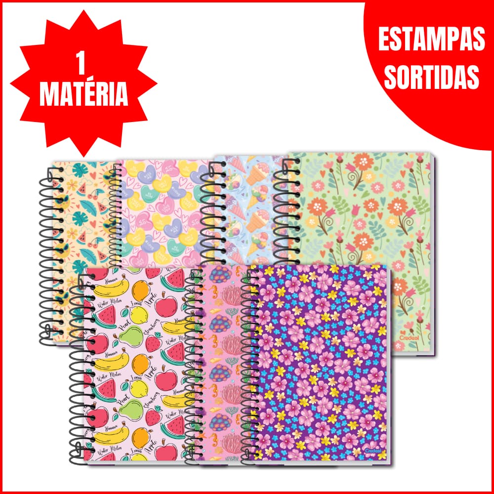 Kit 4 Caderno Universitário Capa Dura Espiral 1 Materia 80 Folhas D'Tales Credeal D+ Jandaia Tilibra
