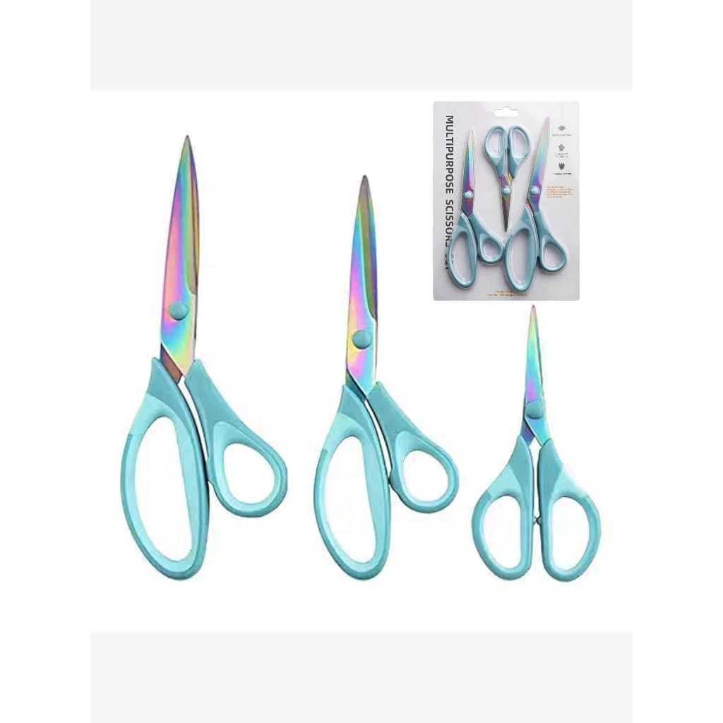 Conjunto de 3 tesouras artesanais, tesouras de lâminas afiadas de titânio multiuso