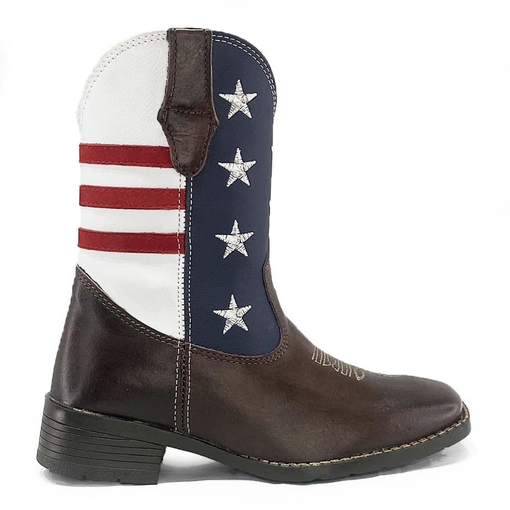 Bota Texana Infantil Em Couro Estados Unidos USA Rodeio Country Qualidade Lançamento