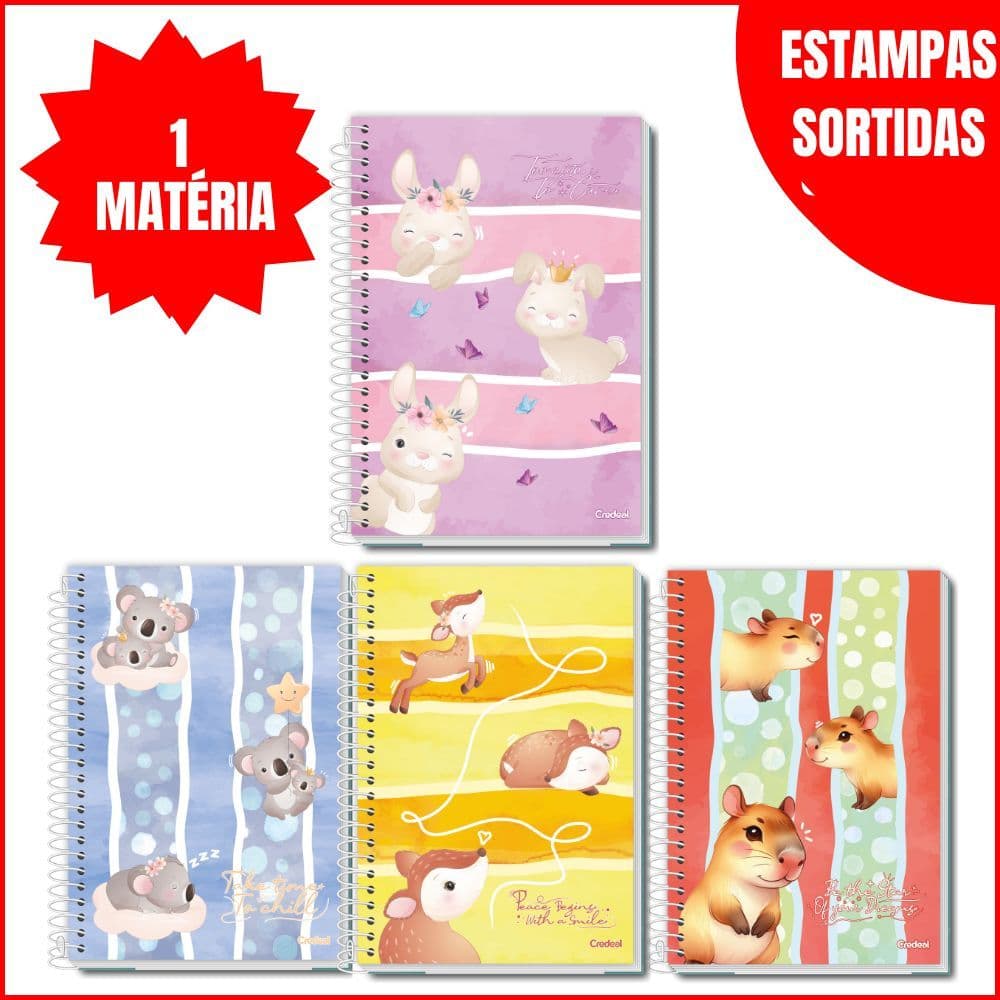 kit 4 Caderno Universitário Capa Dura  80 Folhas LaLa Pets, D'tales e My Collection Credeal