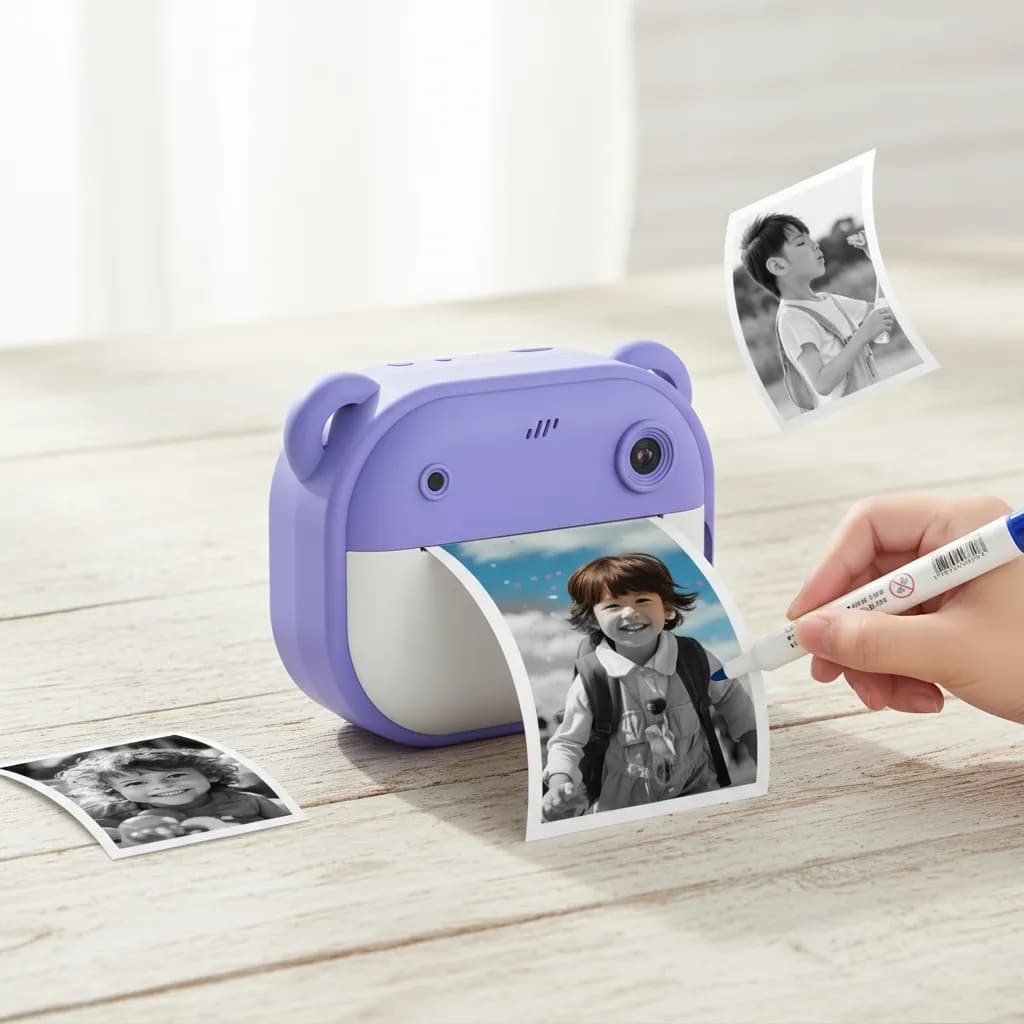 Câmera Infantil Instantânea Impressão Térmica Dupla Lente Vídeo e Foto, Foto Instantânea, Presentes para cria