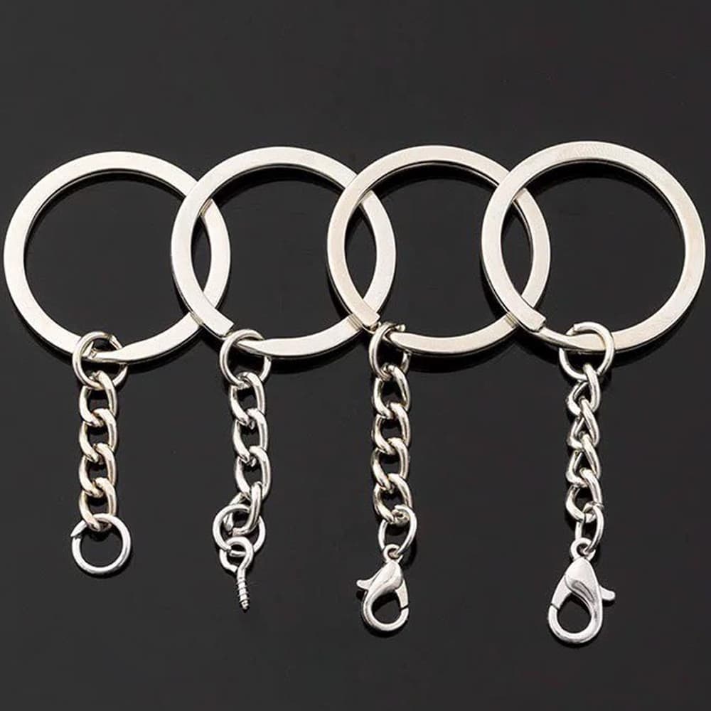 Chaveiro 25/50/100/150 peças (com corrente) + elo + Pitão + lagosta - 25 mm prata /Dourado