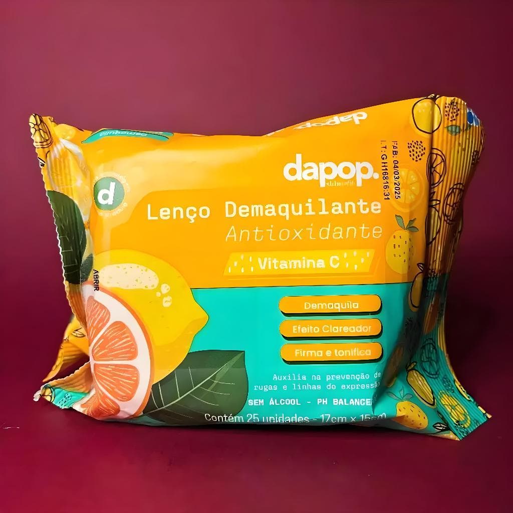 Lenços Demaquilantes com Vitamina C Antioxidante - Limpeza Profunda e Revitalização da Pele DP2344