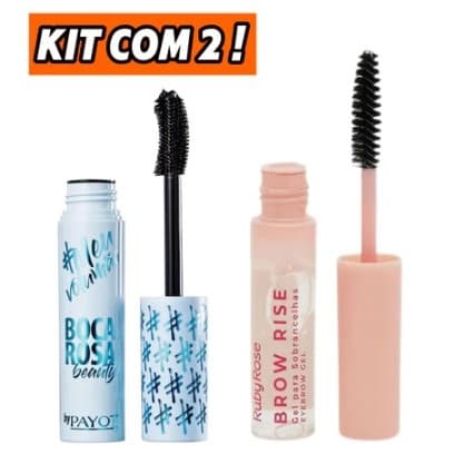 KIT Boca Rosa Máscara Para Cílios Rímel Meu Volumao + Gel Para Sobrancelhas Ruby Rose Brow Rise