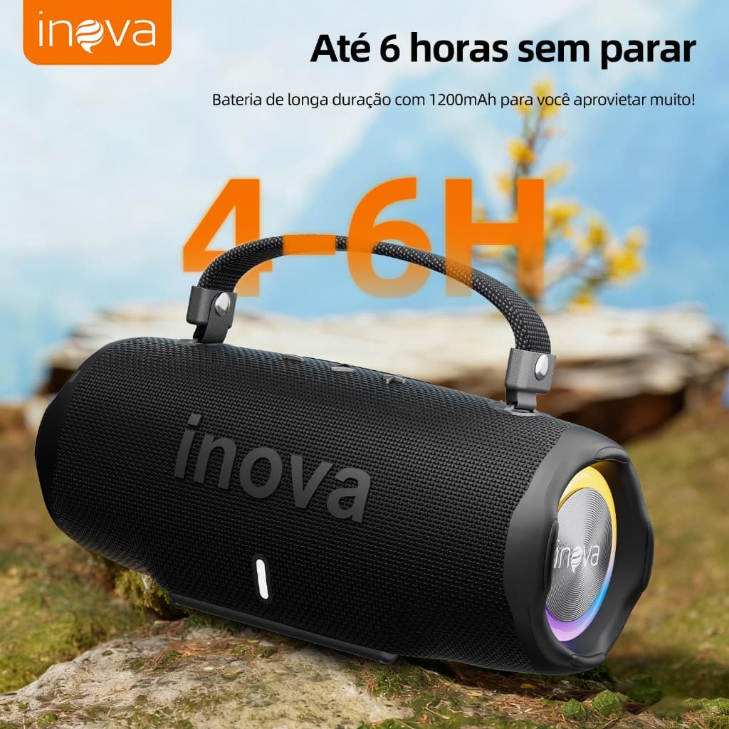 INOVA Caixa de Som Bluetooth Portátil – Bateria de 1200mAh - Potente 10W + Design Compacto