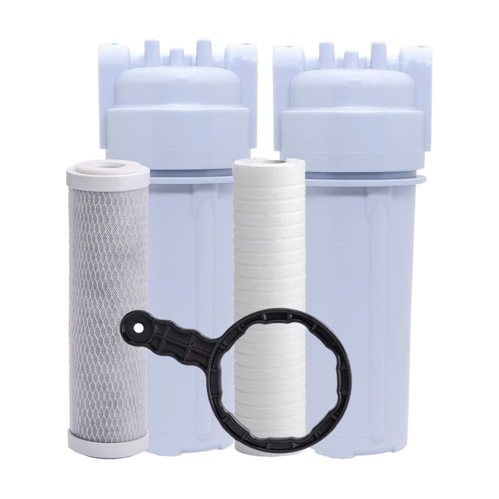 2 Carcaça De Filtro 10¨ + 1 Refil Carbon Block + 1 Refil Pp