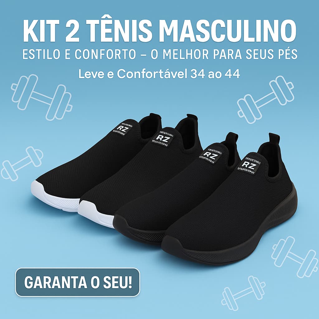 Kit 2 Pares Tênis Maaculino - O Tenis Perfeito Para Treino Esta aqui! 34 ao 44 - Pronta Entrega