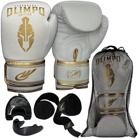 Luva De Boxe Muay Thai + Bandagem 5M + Bucal + Case Kickboxing  Legendary Edition Olimpo Esportes