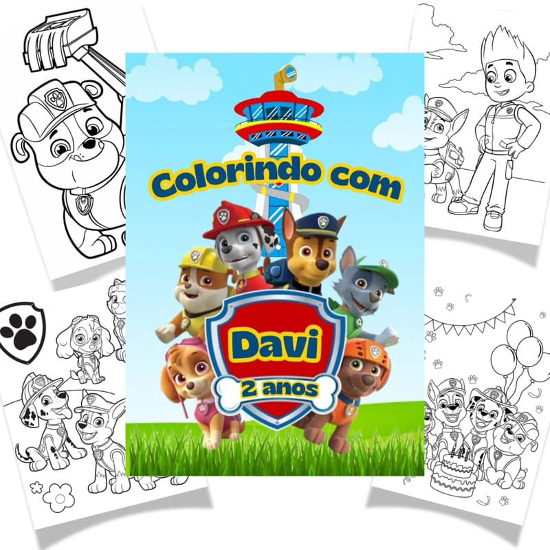 Livrinhos de Colorir Patrulha Canina Personalizados Lembrancinha - Produzimos qualquer tema