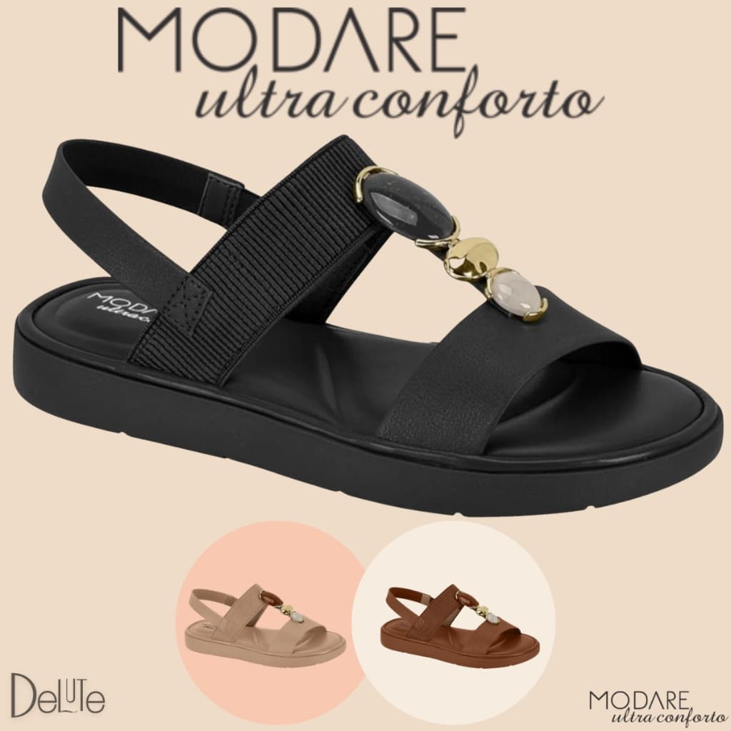 Sandália Modare Ultraconforto Feminina Pedraria Palmilha Ultramacia