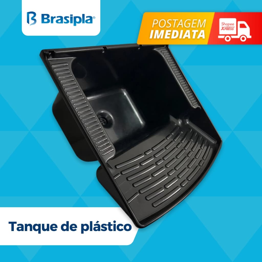 Tanque Plástico De Lavar Roupas 28 Litros Para Lavanderia Preto Brasipla Com Válvula Acoplada