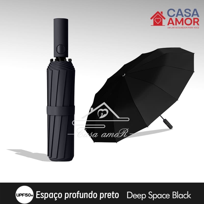 Guarda Chuva Automático Abre e Fecha Reforçado Quilha Dupla Blackout CASA AMOR