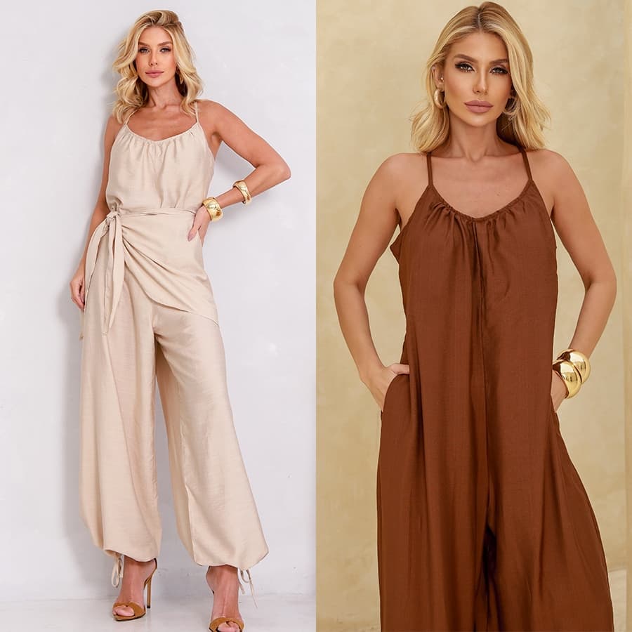 Macacão Aladim Multiformas com Pareô Feminino Tecido Glow Leve e Sofisticado