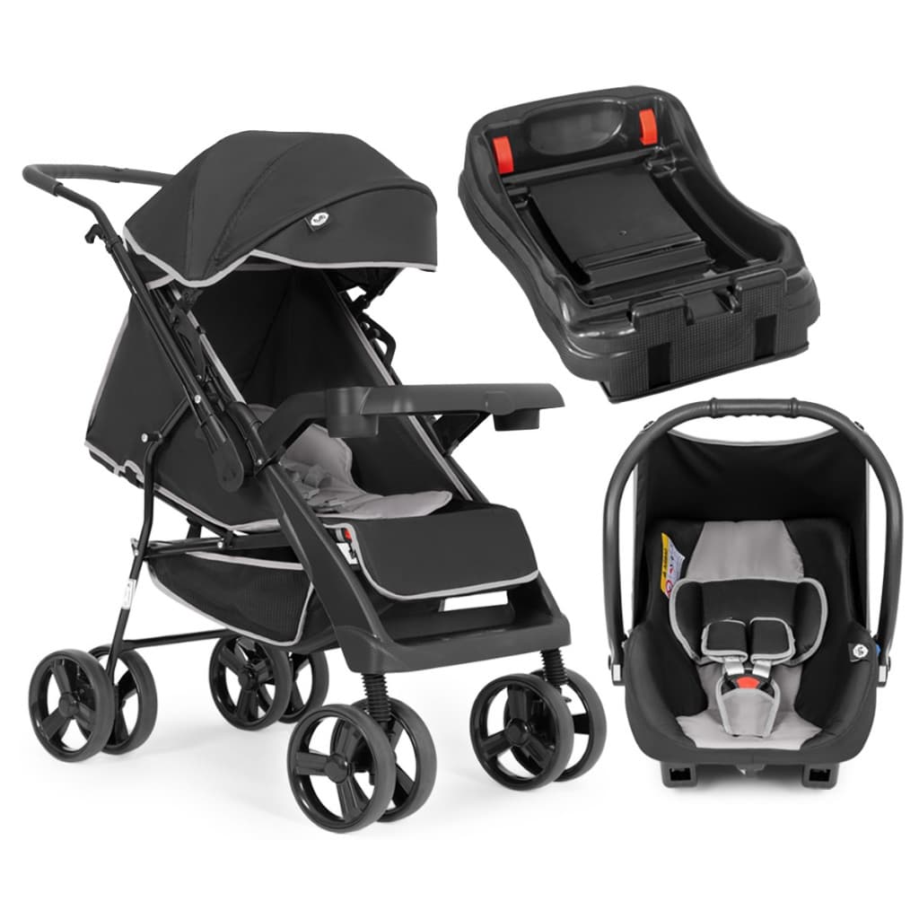 Carrinho De Bebê C/ Bebe Conforto+base Joy Preto Tutti Baby
