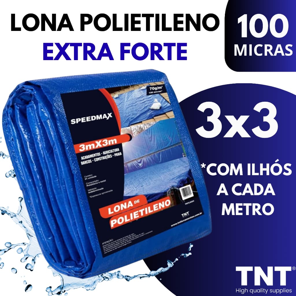 Lona 3x3 Mt Azul Plastica Impermeavel Festa Telhado Multiuso TNT