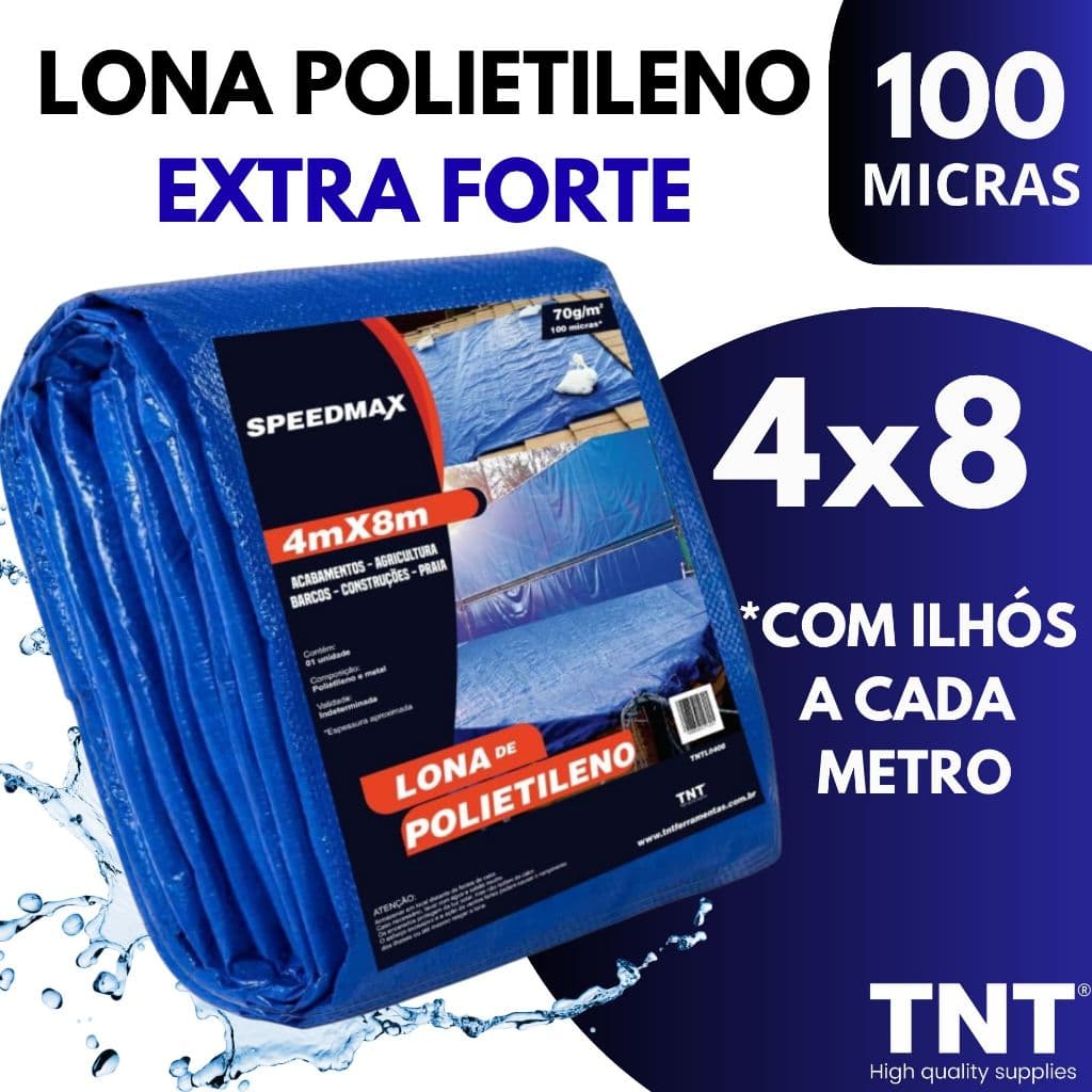 Lona 4x8 Mt Azul Plastica Impermeavel Festa Telhado Multiuso TNT