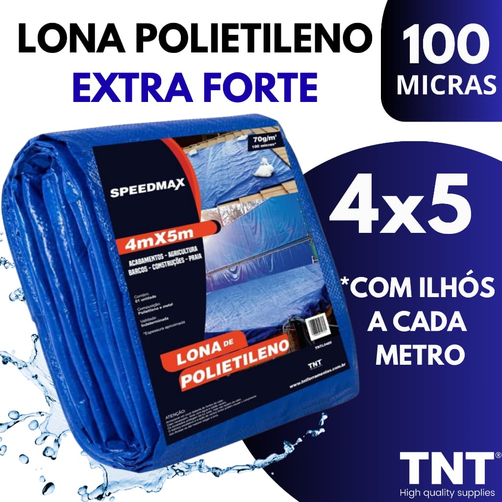 Lona 4x5 Mt Azul Plastica Impermeavel Festa Telhado Multiuso TNT