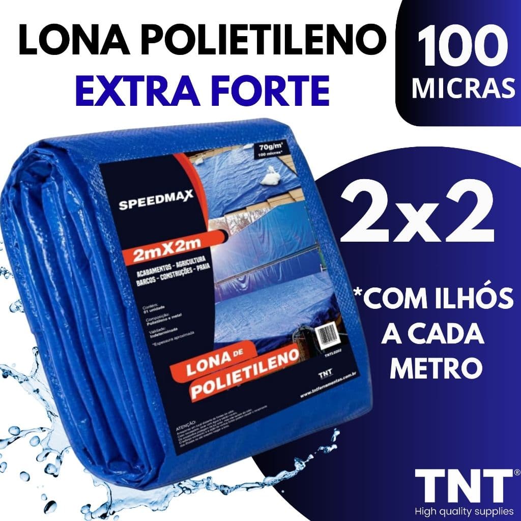 Lona 2x2 100 Micras Mt Azul Plastica Impermeavel Festa Telhado Multiuso TNT