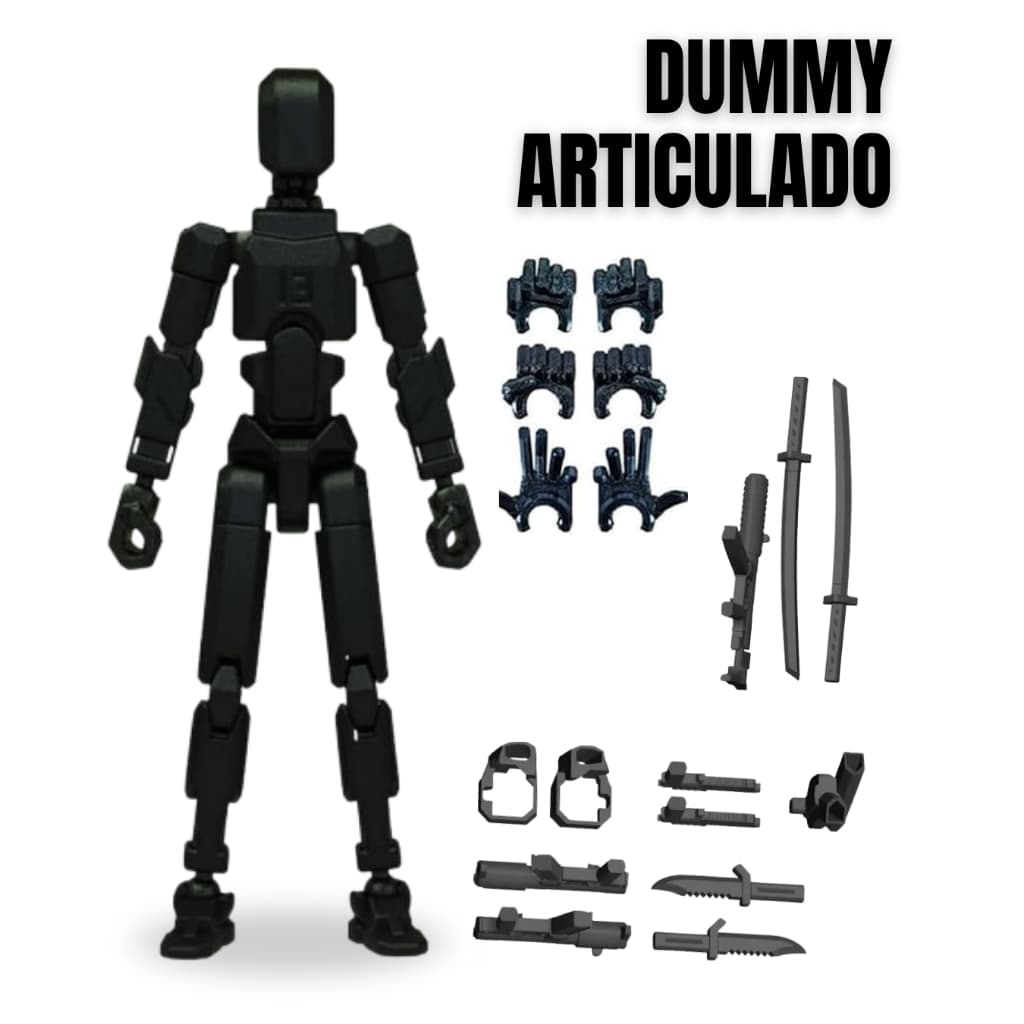 Boneco Dummy 13 Articulado Decoração Completo + Kit de Armas - Asa Angelical - Base Expositora