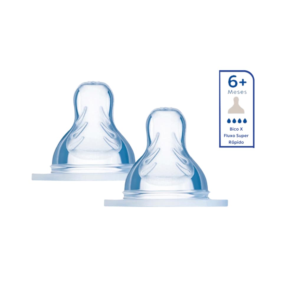 Bico de Mamadeira MAM X Fluxo Super Rapido Tamanho 6 com 2 Unidades +6 Meses Compatível com todas mamadeiras MAM