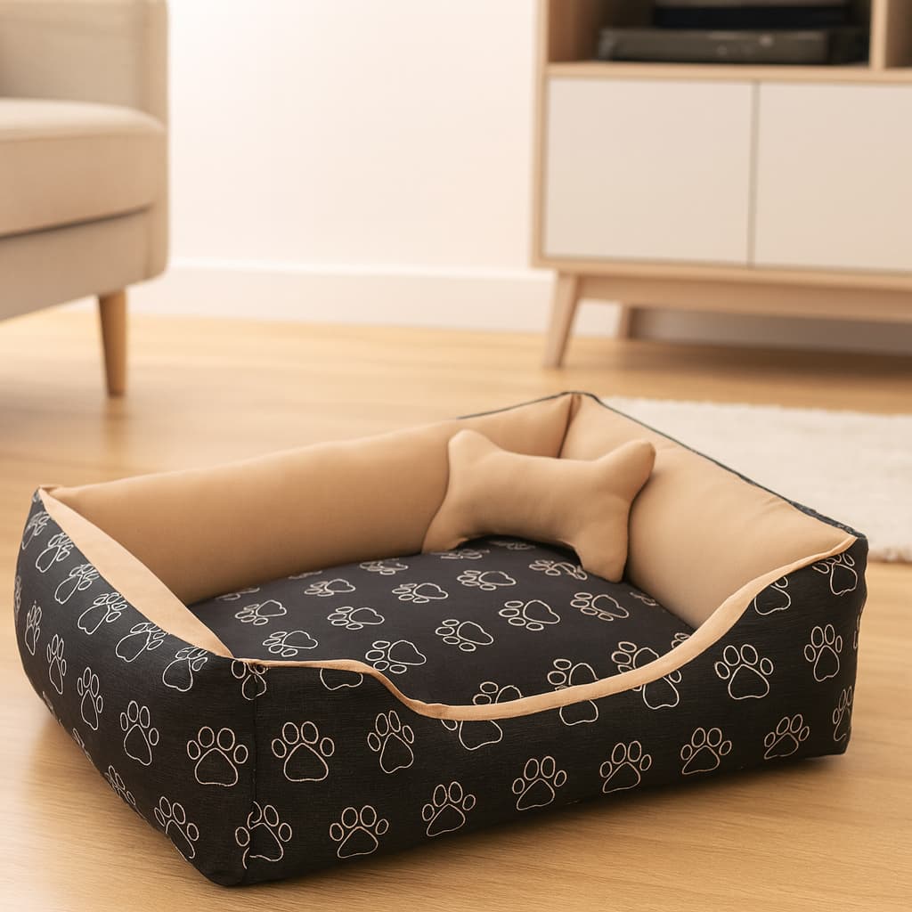 Cama Caminha Pet para Cachorro ou Gato Médio 60cm x 50cm Lavável com Fundo Impermeável + Ossinho
