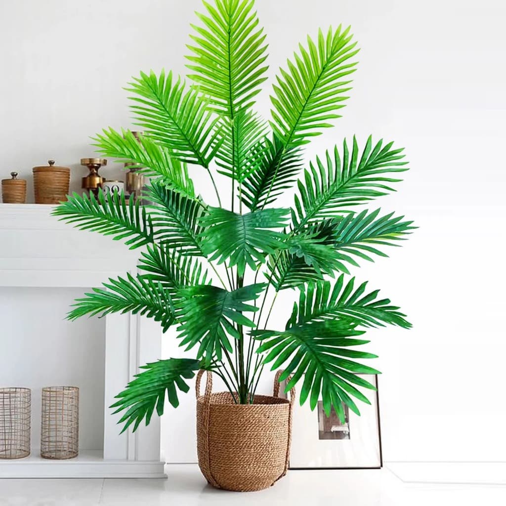 Folhas Planta Artificial Palmeira Areca Real Ao Toque 24 ou 48 Folhas Decoração Casa Escritorio