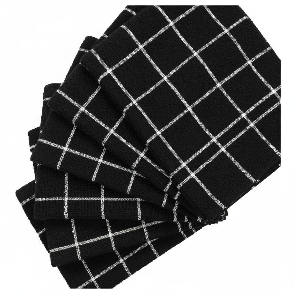 5 Panos de Prato Preto 45x60cm – Liso, Listrado e Elegante - 100% Algodão