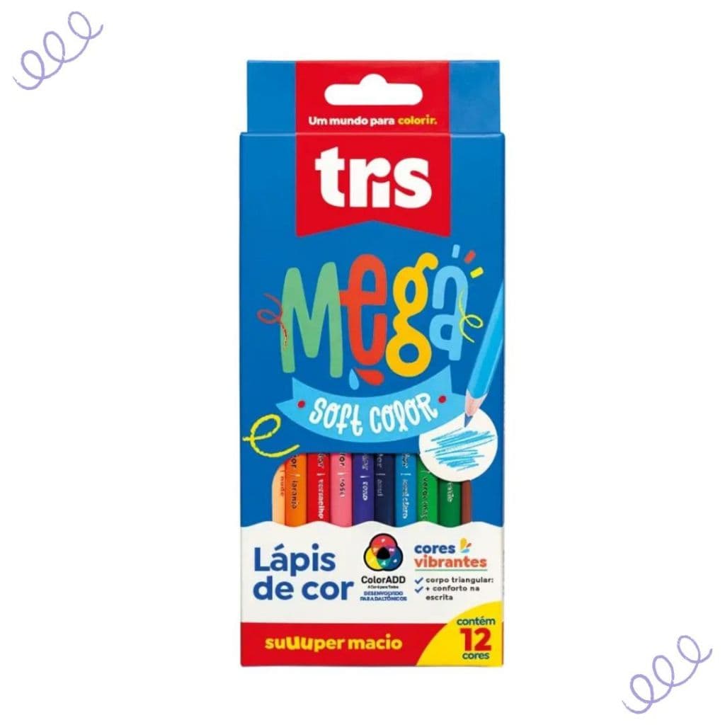 Lápis De Cor Mega Soft Color 12 Cores - Tris