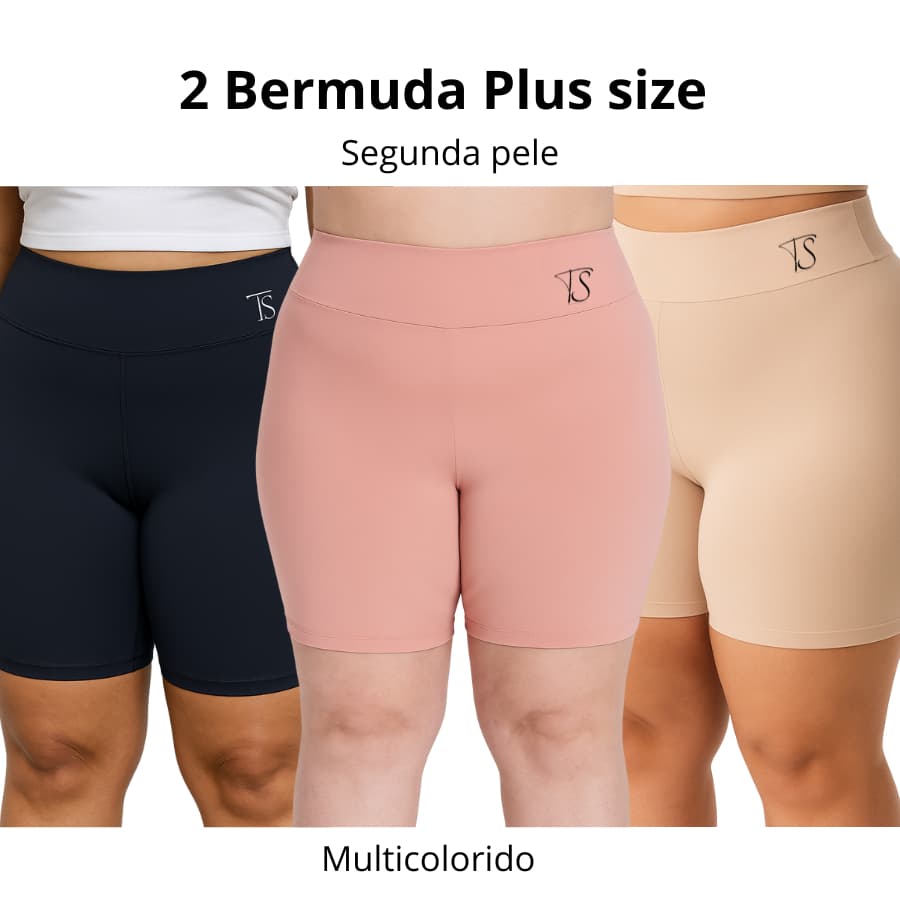 KIT 2 Short Segunda Pele Plus Size Cos Duplo Alto Bermuda de Segurança Anágua Modelador Lingerie