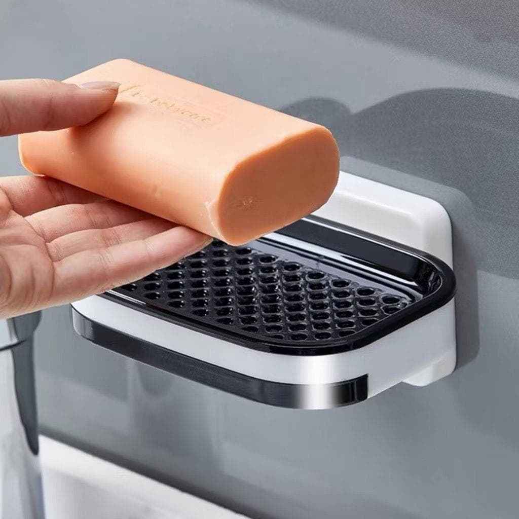 Kit 2 Saboneteiras Adesiva de Parede Com Bandeja e Sem Perfuração