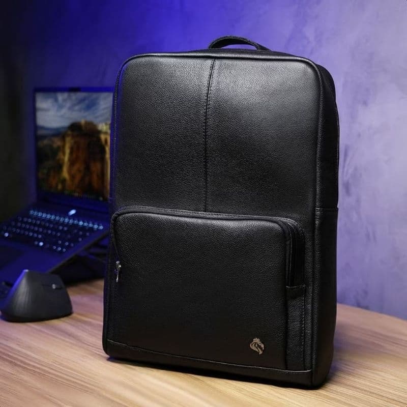 Mochila de couro 100%  legítimo executiva advogado para notebook 15,6 pol.
