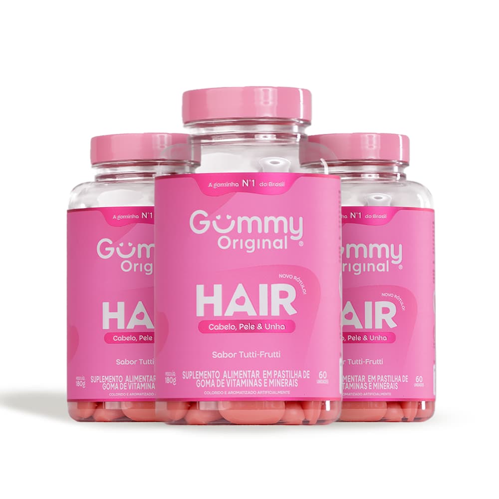 Kit 3 Gummy Hair - Vitamina para Cabelo e unhas em goma