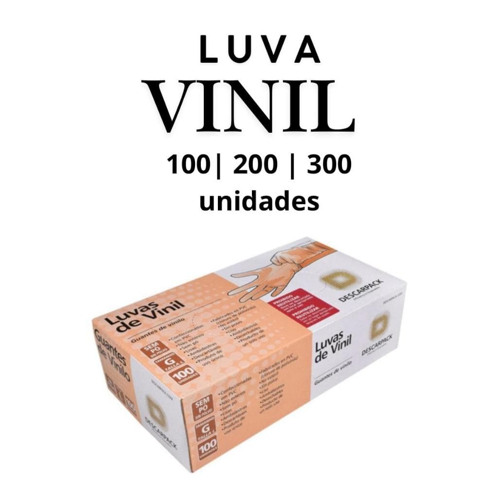 Luva de Vinil Sem Pó Descartável Transparente – Conforto e Proteção para Uso Profissional