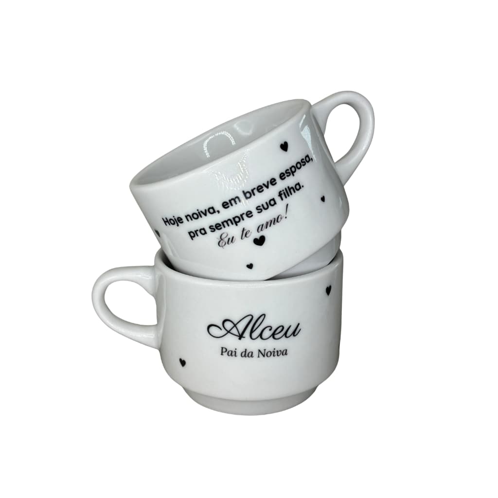 Xícaras Personalizadas 180ml Pais dos Noivos | Presente Casamento Porcelana padrinho madrinha