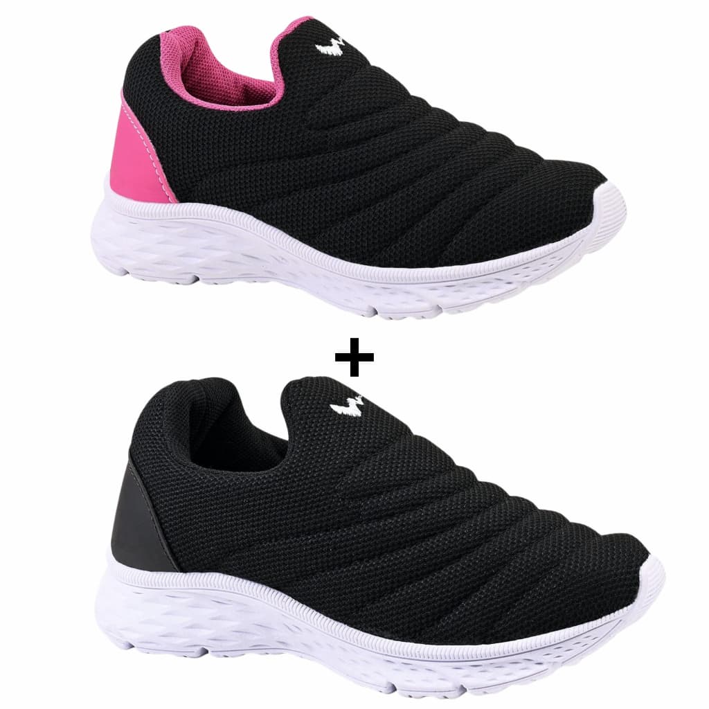 Kit Tênis Infantil Menina Passeio Calce Fácil Macio Leve Confortável