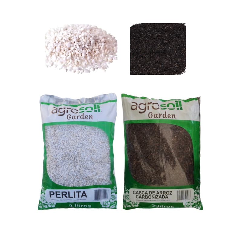 Kit 6 Litros Perlita Expandida e Casca de Arroz Carbonizada