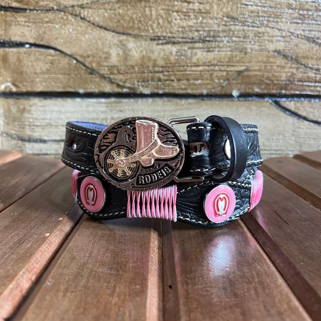 Cinto Infantil Mangalarga Rosa Couro Legítimo Muita Qualidade