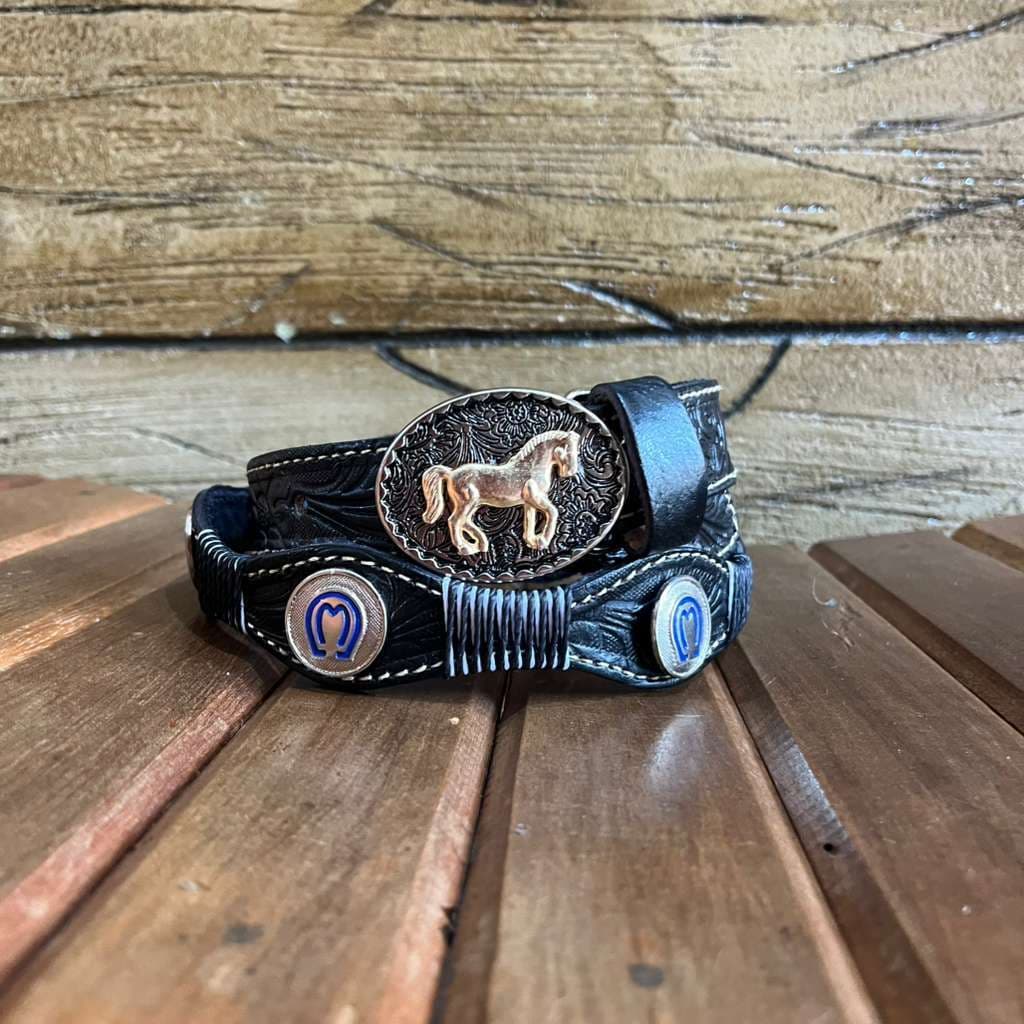 Cinto Infantil Mangalarga Azul Couro Legítimo Muita Qualidade Super Novidade