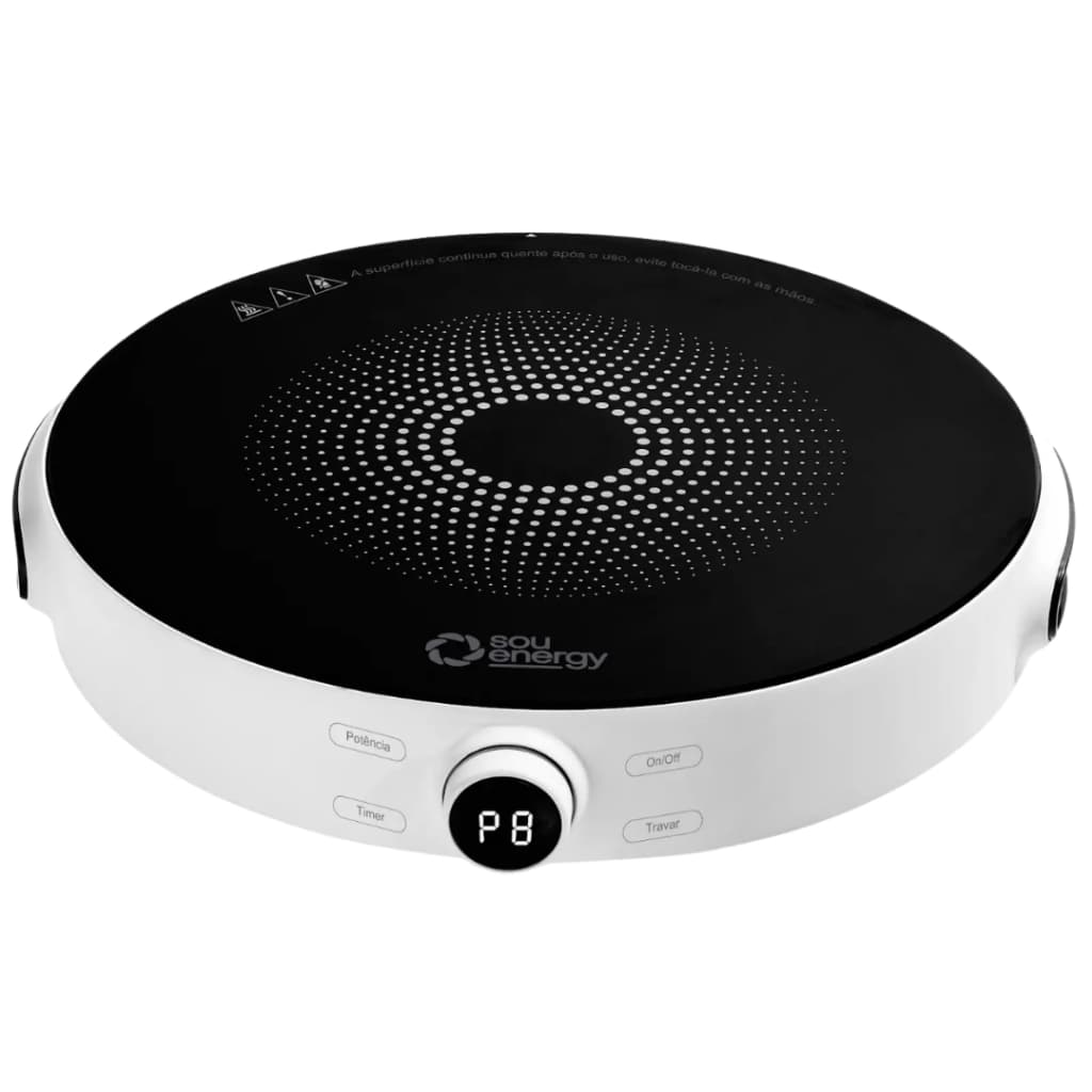 Fogão Cooktop 1 Boca Indução Portátil 2000W Bivolt Sou Energy - Fogão Elétrico Mesa Digital e Timer
