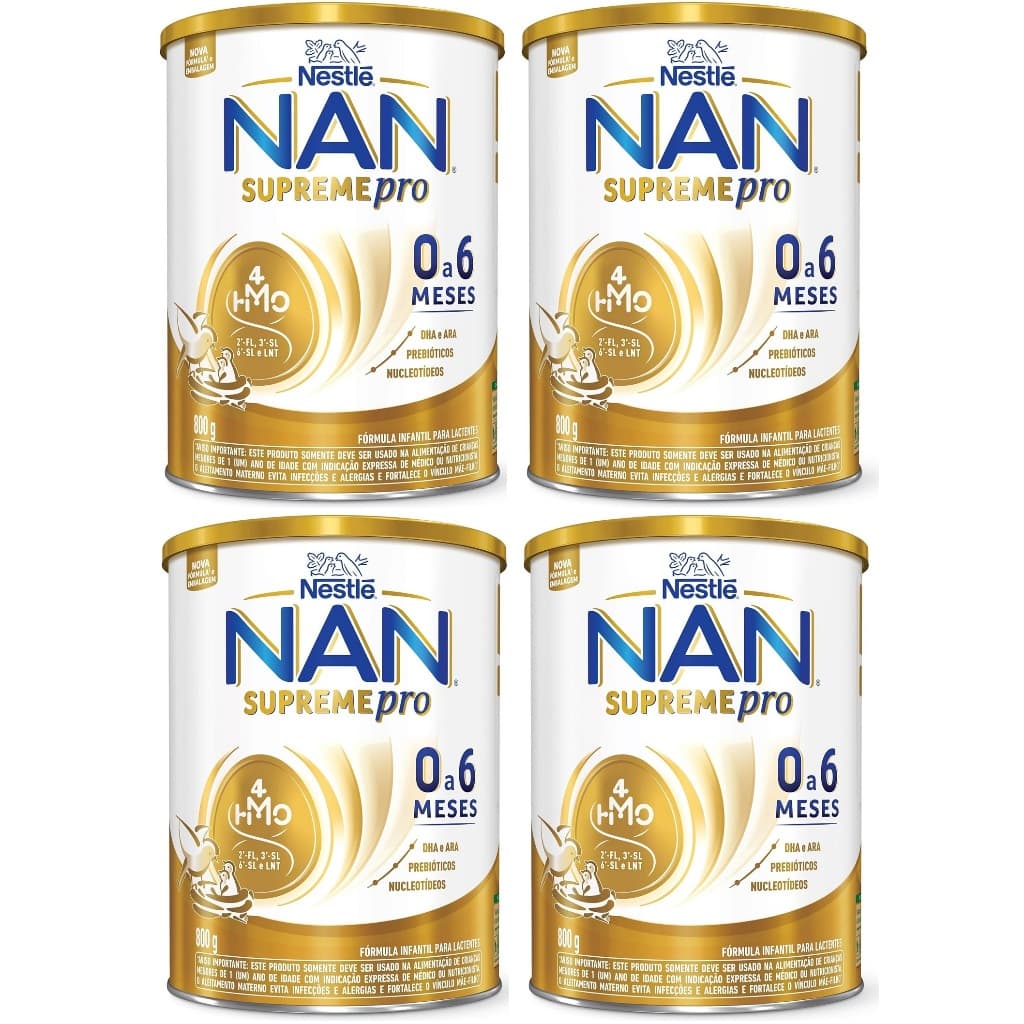 Kit 4 Latas NAN Supreme 800gr 0 a 6 Meses (AMARELO) EQ.1