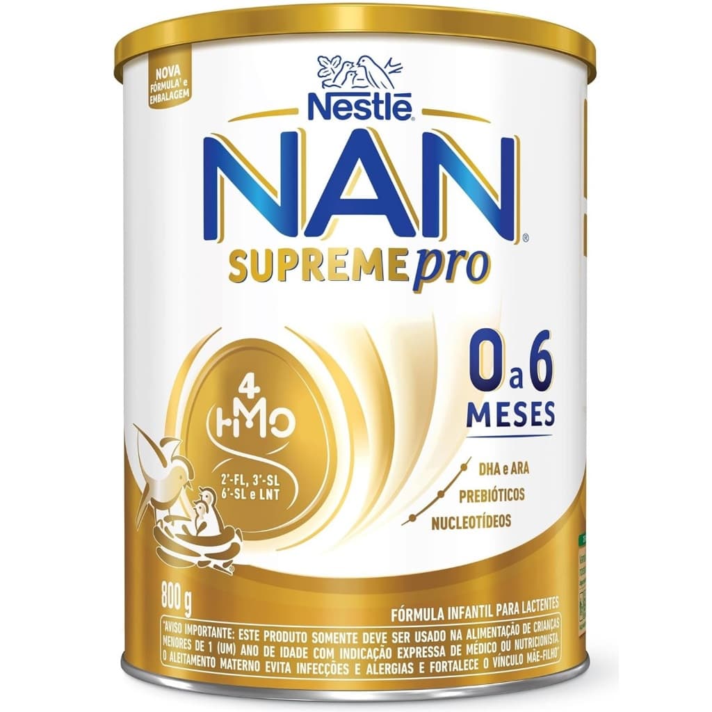 1 Lata NAN Supreme Pro 800gr 0 a 6 Meses Fórmula Infantil(AMARELO) EQ.1