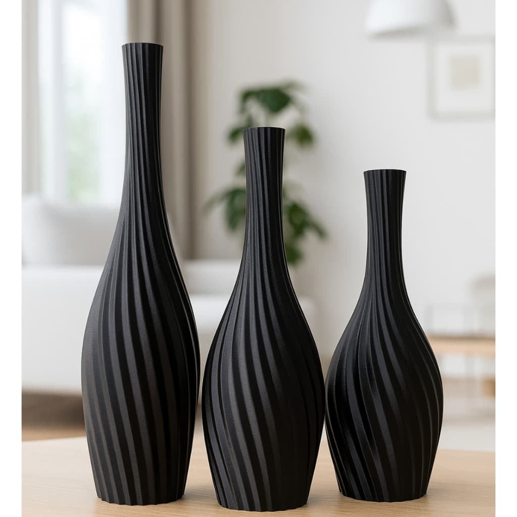 Kit 3 Vasos Decorativos Modernos Sala, Cozinha ou Escritório–3D Premium– 25,20 e 18cm