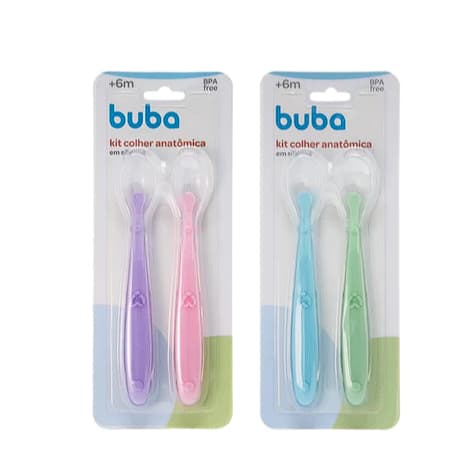 KIT 2 Colher Anatômica para Introdução Alimentar em Silicone Buba