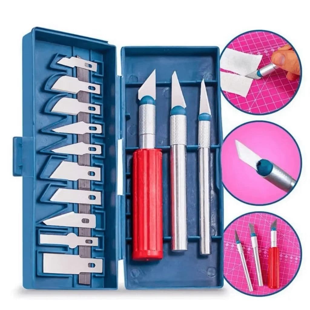 Kit Estilete de Precisão 13 Peças ou Kit Estilete Multiuso com 3 Peças Lanmax