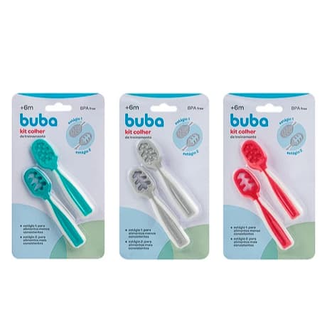 Colher Buba 2 Estágios Treinamento Auto Alimentação Cinza Para Bebês